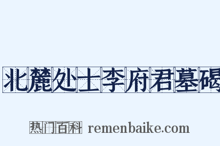 北麓处士李府君墓碣是什么意思的图片